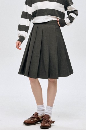 [르쏘넷] 클래식 플리츠 울 스커트 Classic Pleats Wool Skirt_Gray