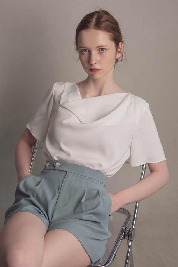 YYIAM - 블라우스 - WED classy white Swing collar blouse