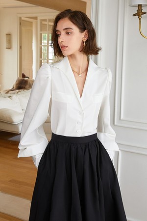 YY Fresh fragrant puff blouse_white