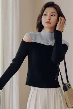 LS vintage semi-turtleneck sweater TOP