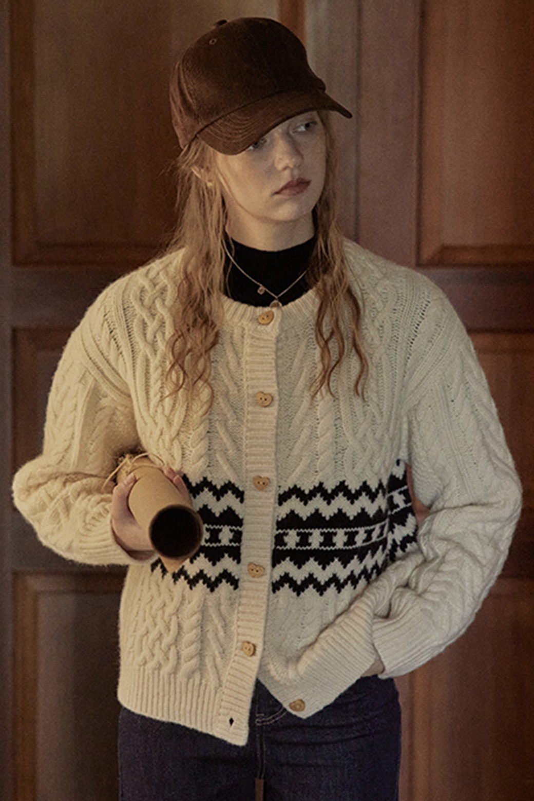 Proud Mary - 가디건 - PM_Cable jacquard cardigan