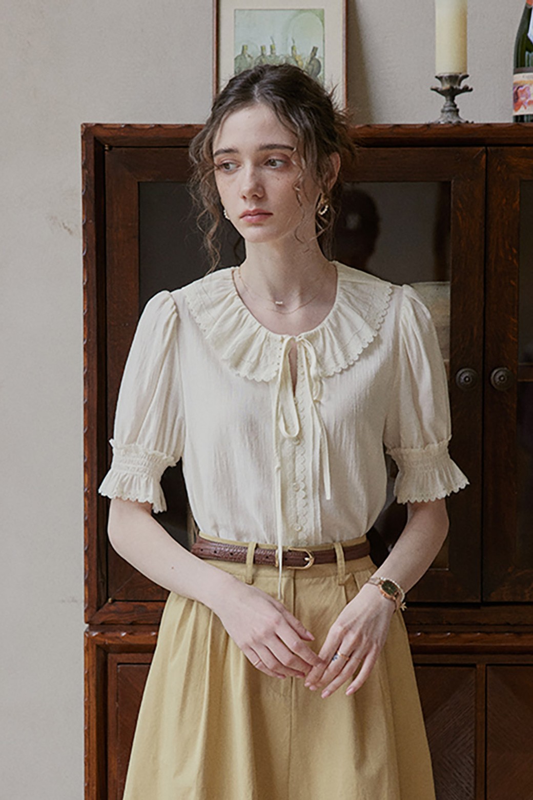 Proud Mary - 블라우스 - PM_Classic lace lapel blouse_CREAM