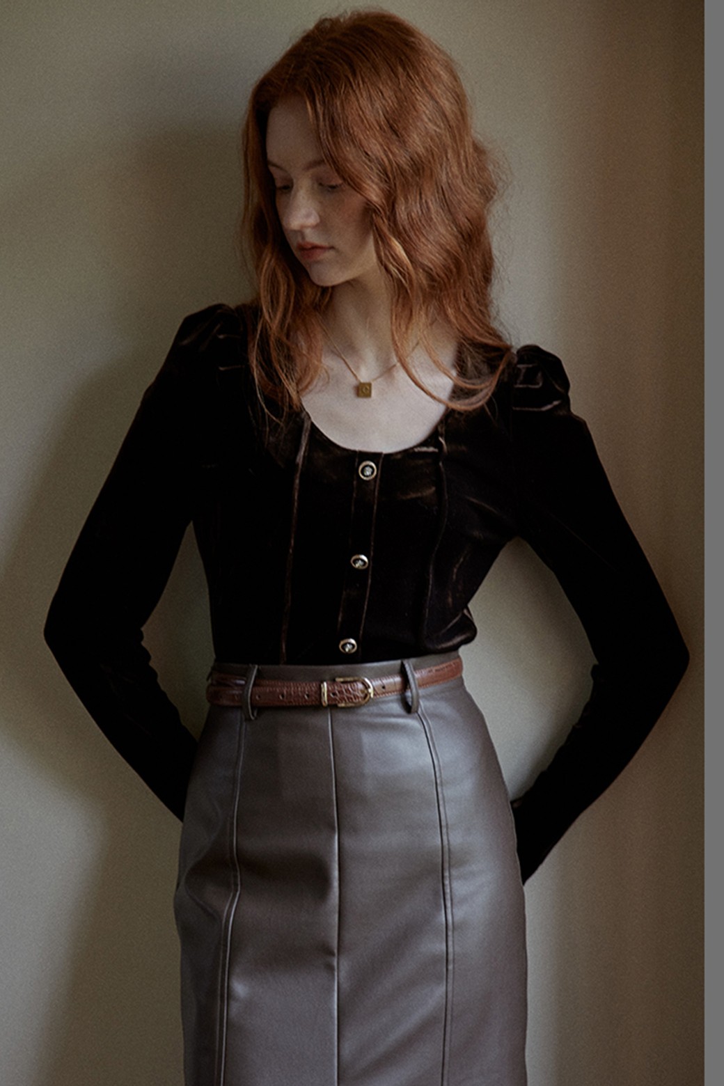 Proud Mary - 블라우스 - PM_Vintage velvet puff blouse