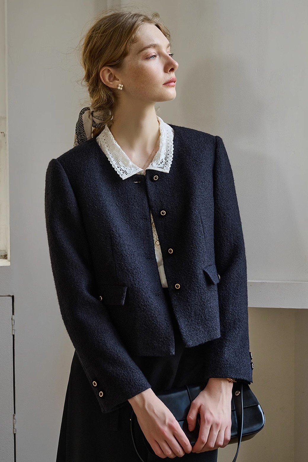 Simple Retro - 자켓 - SR_Black elegant tweed jacket
