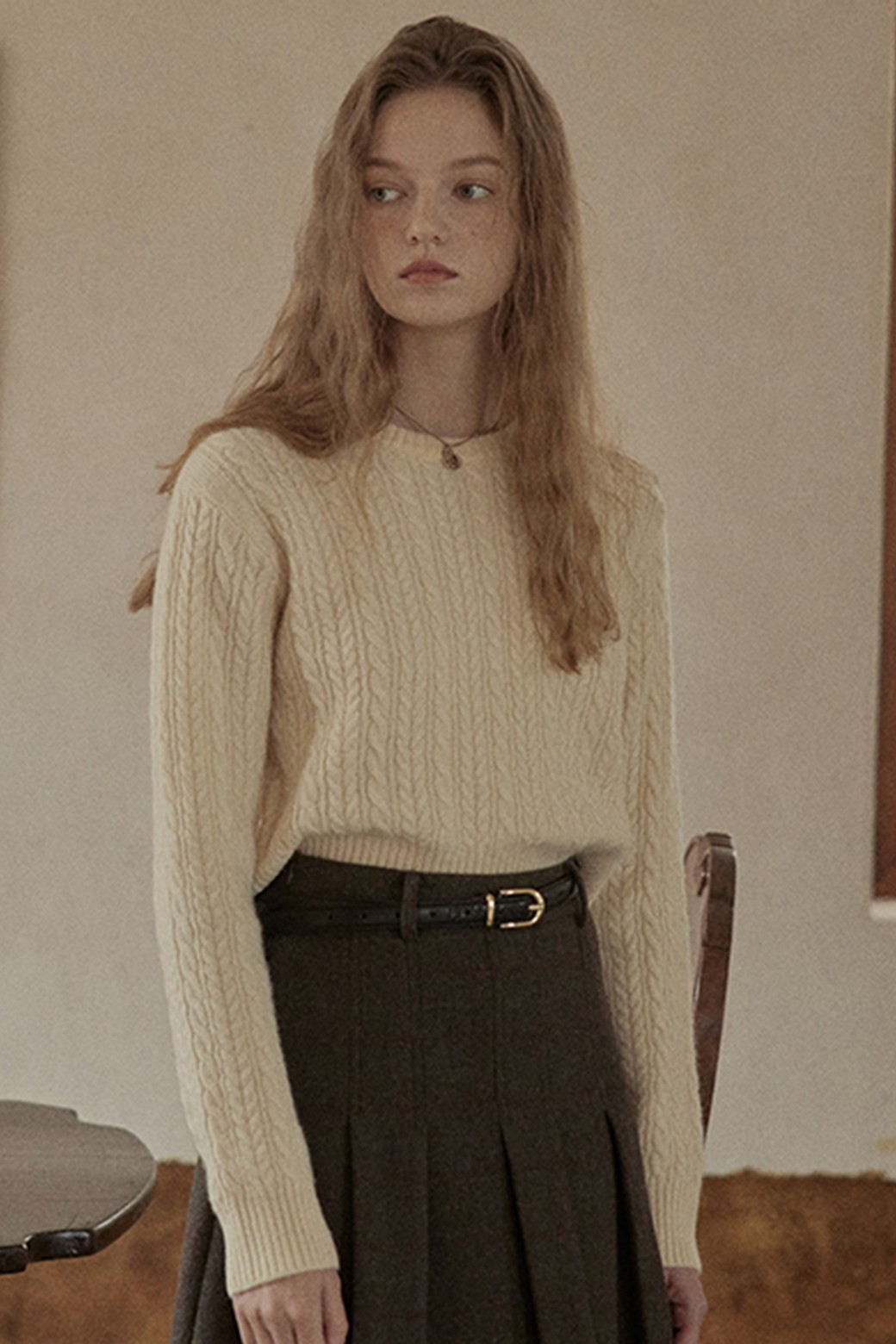 Proud Mary - 스웨터 - PM_Twist round neck sweater_IVORY