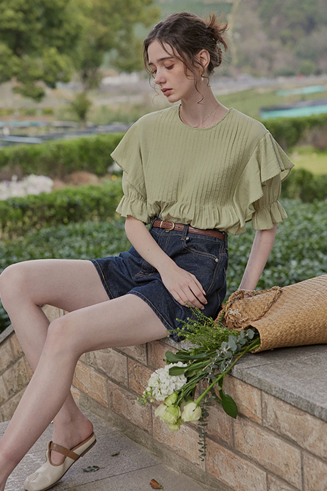 Proud Mary - 블라우스 - PM_Fresh flounce sleeve pleated blouse