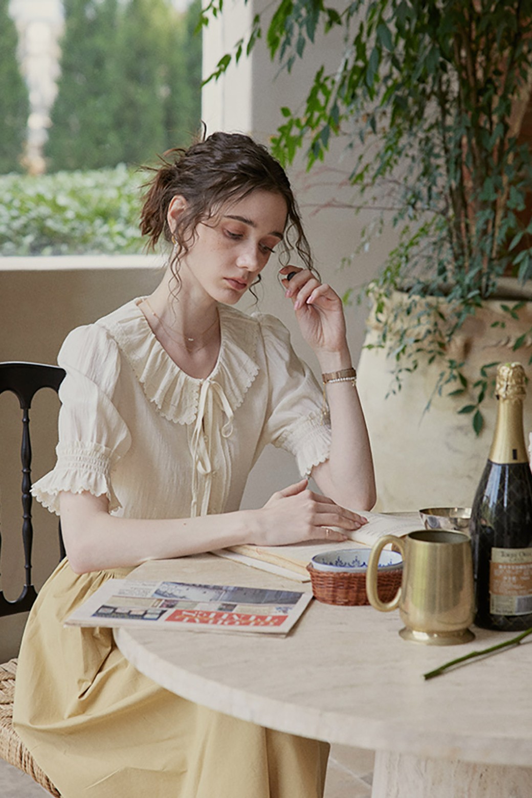 Proud Mary - 블라우스 - PM_Classic lace lapel blouse_CREAM