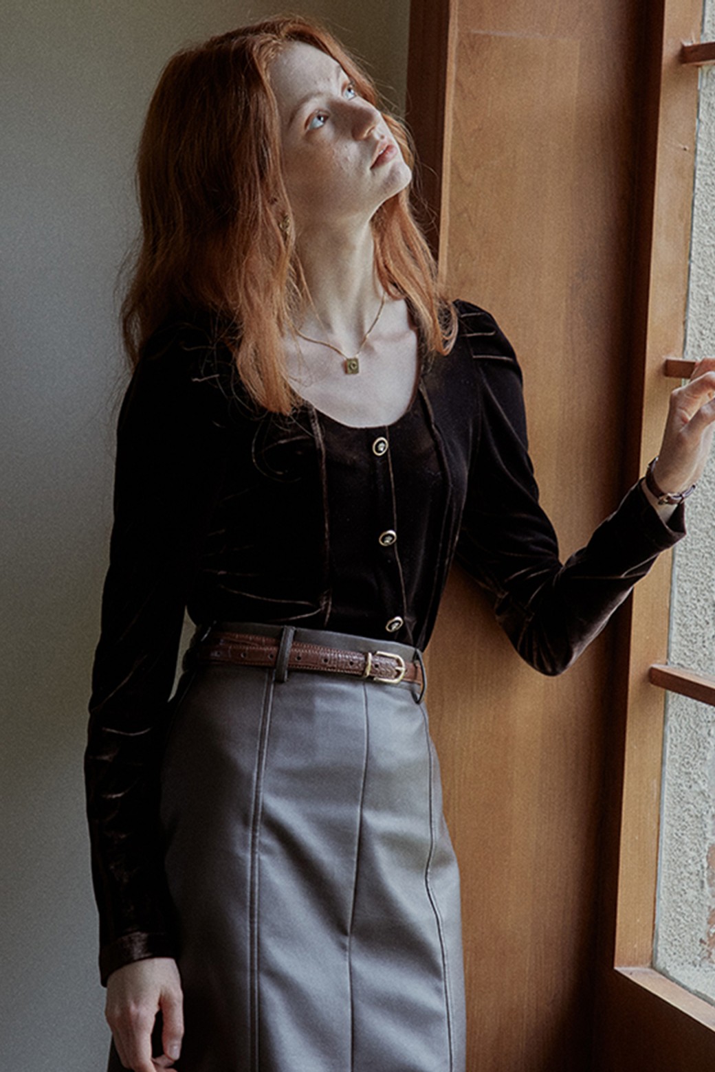 Proud Mary - 블라우스 - PM_Vintage velvet puff blouse