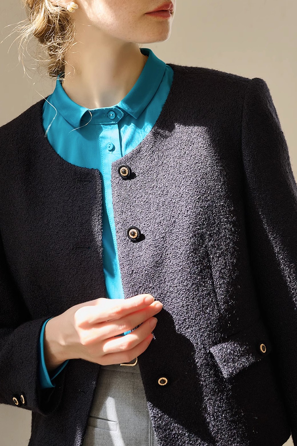 Simple Retro - 자켓 - SR_Black elegant tweed jacket