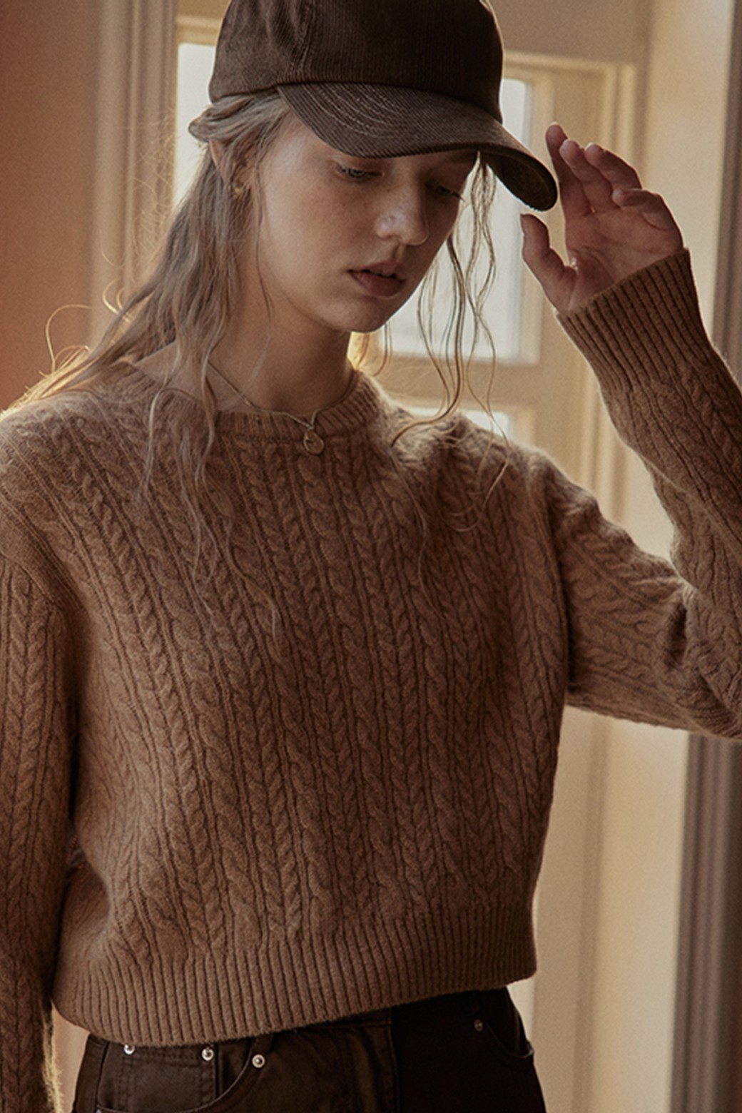 Proud Mary - 스웨터 - PM_Twist round neck sweater_CAMEL