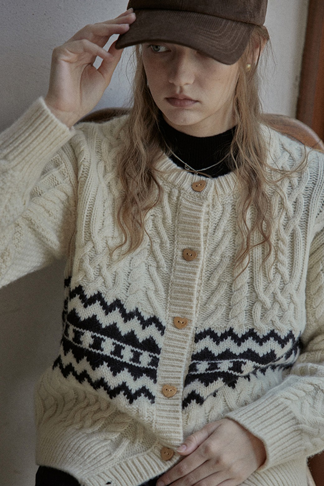 Proud Mary - 가디건 - PM_Cable jacquard cardigan
