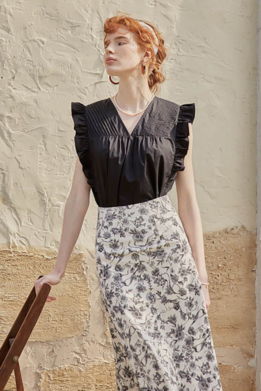 Proud Mary - 블라우스 - PM_Romantic lotus leaf blouse_BLACK