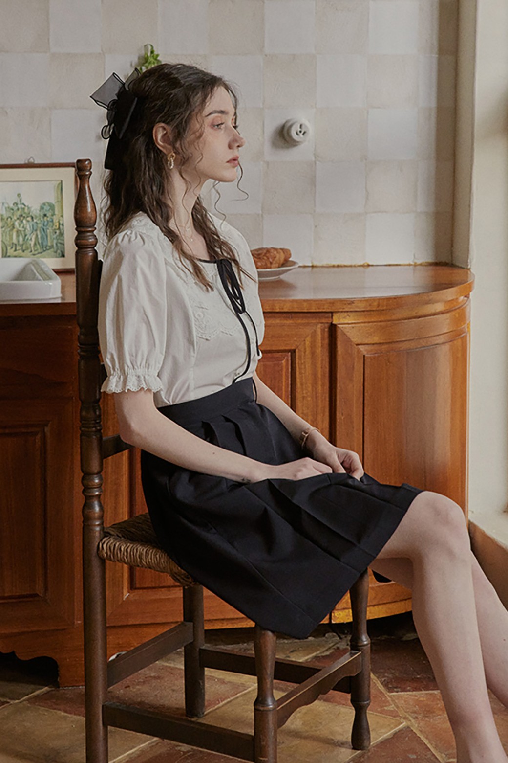 Proud Mary - 미디스커트 - PM_Golden button pleated skirt