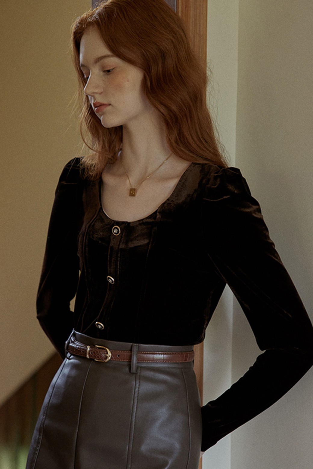 Proud Mary - 블라우스 - PM_Vintage velvet puff blouse