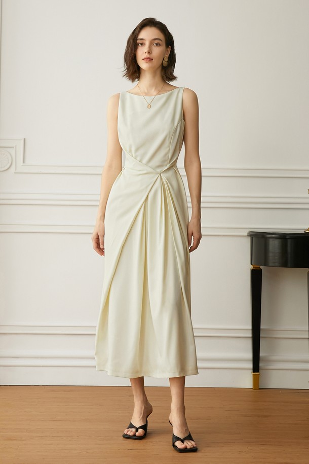 YYIAM - 원피스 - YY_Elegant pleated sleeveless dress