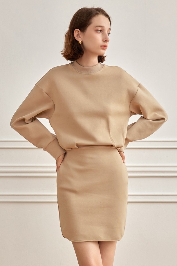 YYIAM - 원피스 - YY_Wool roundneck sweatshirt dress_BEIGE