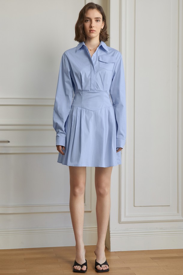 YYIAM - 원피스 - YY_Pocket slim waist shirt dress