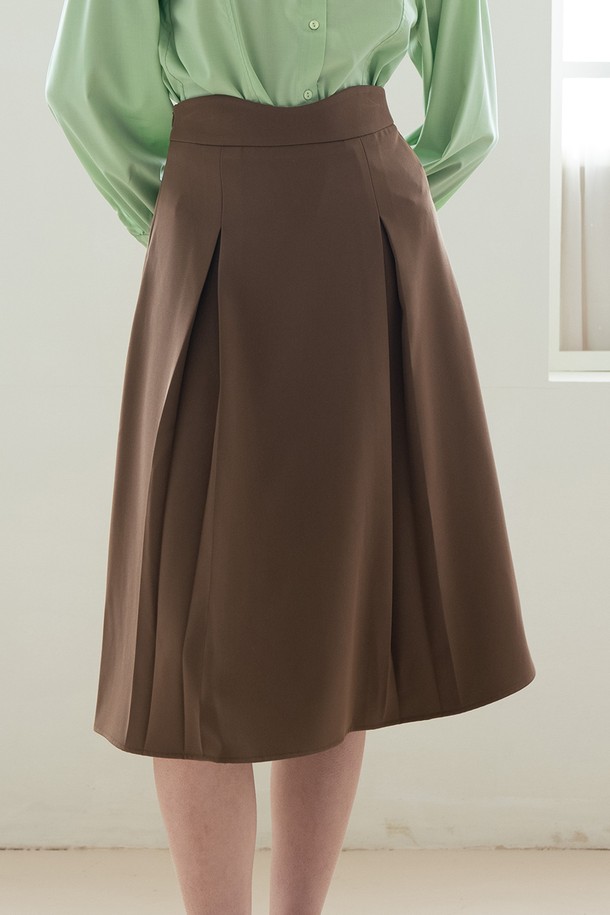 WE'DEE - 롱스커트 - WED_Irregular high-waist skirt_BROWN