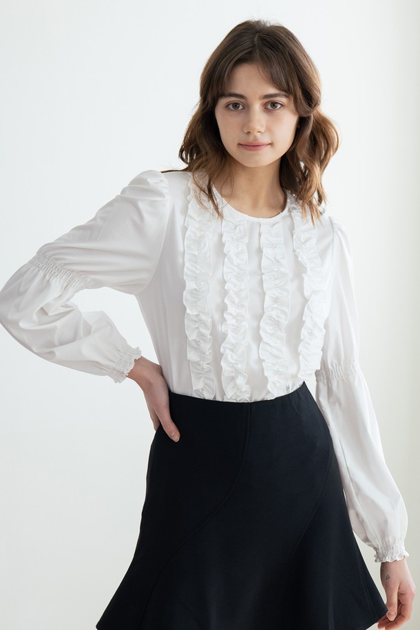 WE'DEE - 블라우스 - WED_French round neck blouse_WHITE