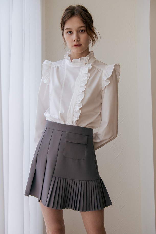 WE'DEE - 미니스커트 - WED_Two pleating pocket skirt