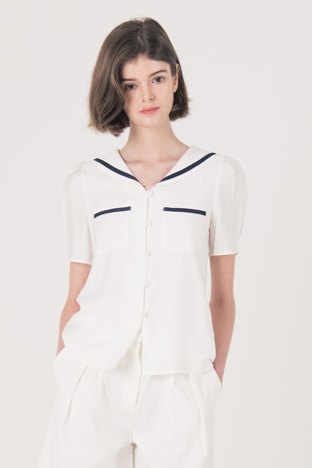 WE'DEE - 블라우스 - WED_Pocket line point simple blouse