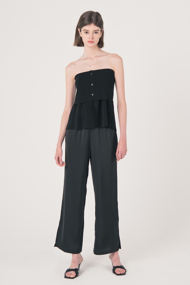 WE'DEE - 롱/미디팬츠 - WED_Satin drape pants_BLACK