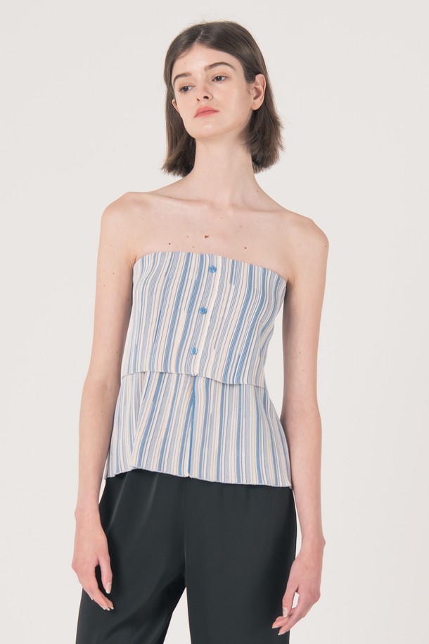 WE'DEE - 베스트 - WED_Tube knit top_BLUE