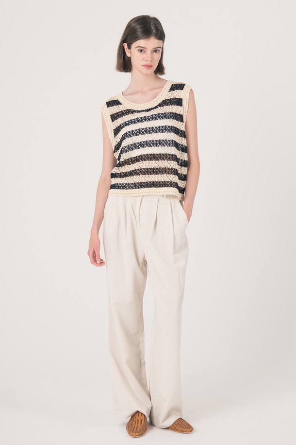 WE'DEE - 롱/미디팬츠 - WED_Two line detail pants_BEIGE