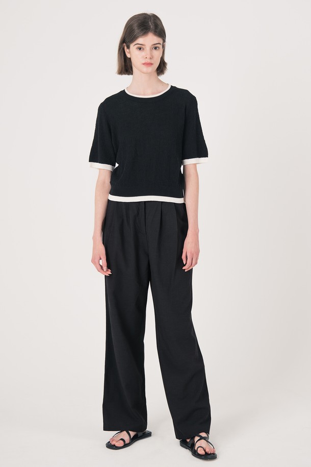 WE'DEE - 롱/미디팬츠 - WED_Two line detail pants_BLACK