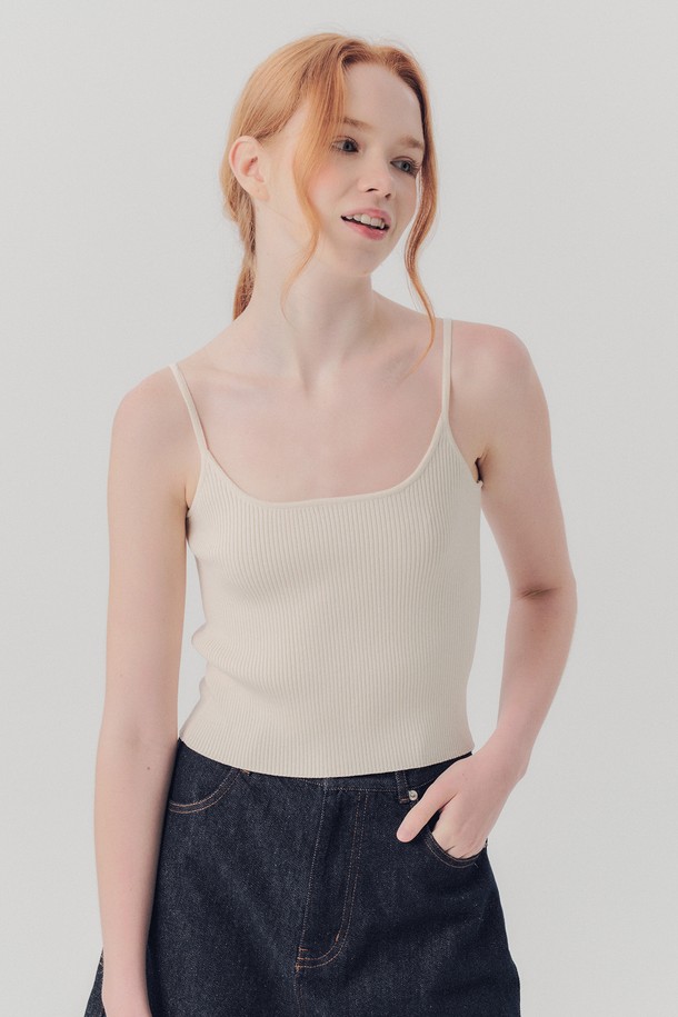 WE'DEE - 민소매티셔츠 - WED_Basic sleeveless knit top_WHITE