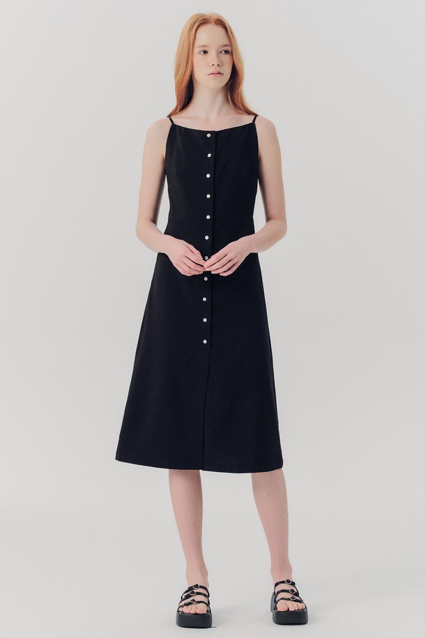 WE'DEE - 민소매 원피스 - WED_Square neck sleeveless slit dress