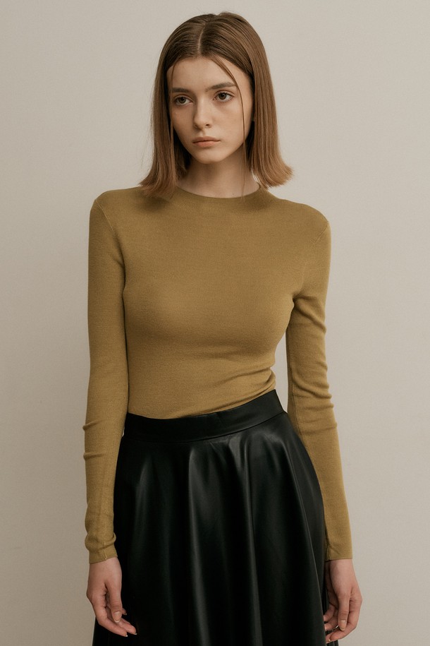 WE'DEE - 스웨터 - WD_Soft wool sweater_OLIVE