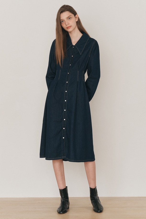 WE'DEE - 긴소매 원피스 - WD_Denim long shirt dress