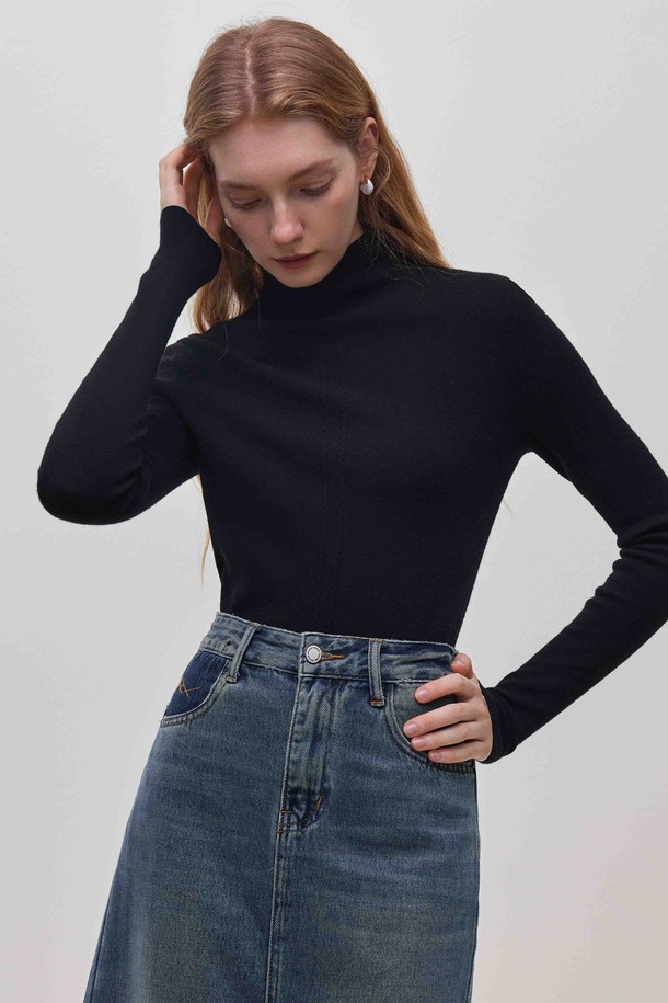 WE'DEE - 스웨터 - WD_Cable half turtleneck knit top_4color