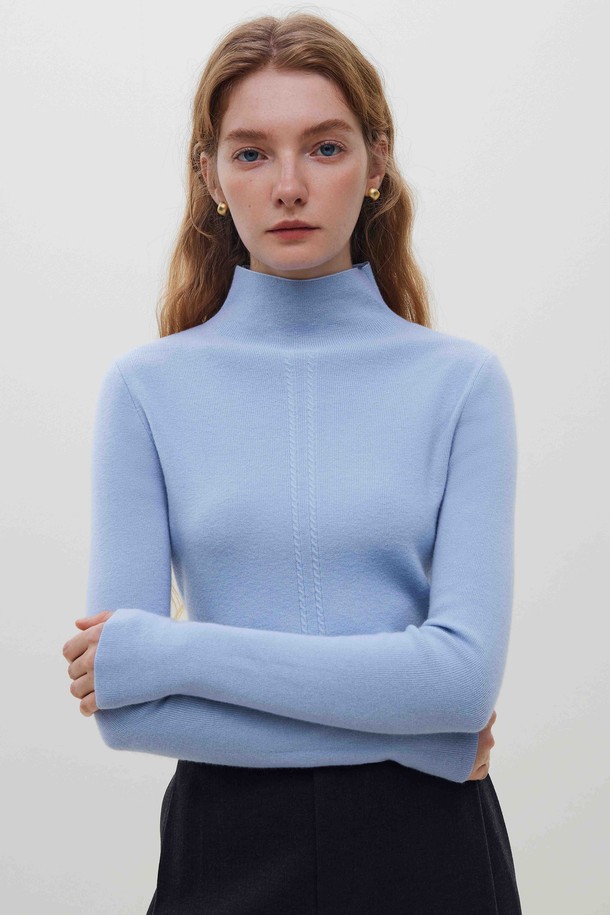 WE'DEE - 스웨터 - WD_Cable half turtleneck knit top_4color