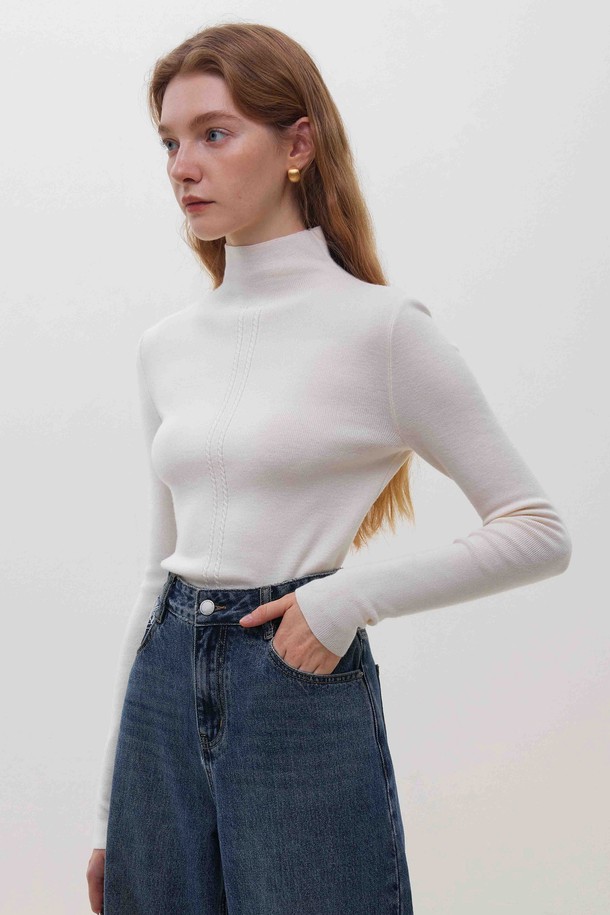 WE'DEE - 스웨터 - WD_Cable half turtleneck knit top_4color