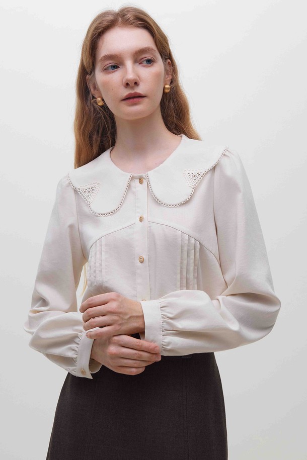 WE'DEE - 블라우스 - WD_Baby collar pleated shirt