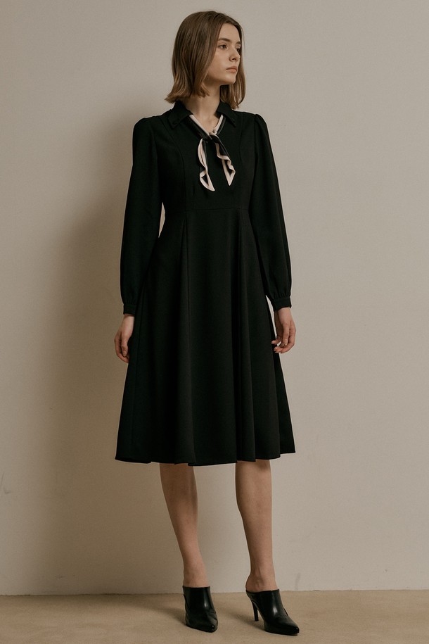 WE'DEE - 긴소매 원피스 - WD_Designed collar button dress