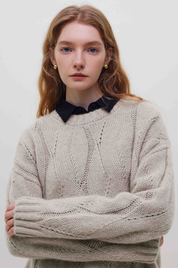 WE'DEE - 스웨터 - WD_Hollow wool sweater_2color