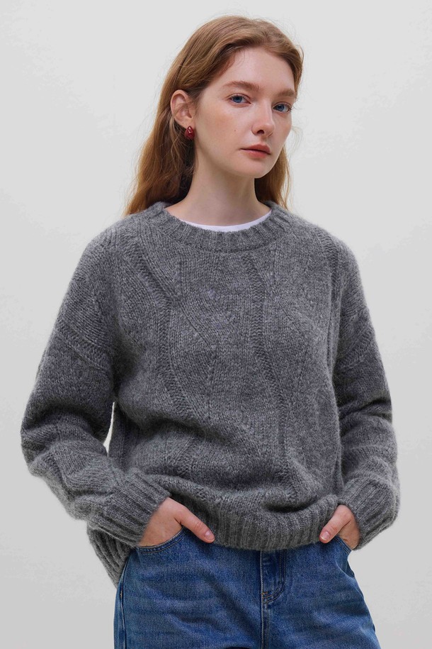 WE'DEE - 스웨터 - WD_Hollow wool sweater_2color