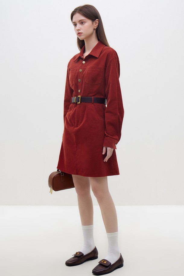 WE'DEE - 긴소매 원피스 - WD_Corduroy shirt dress_2color