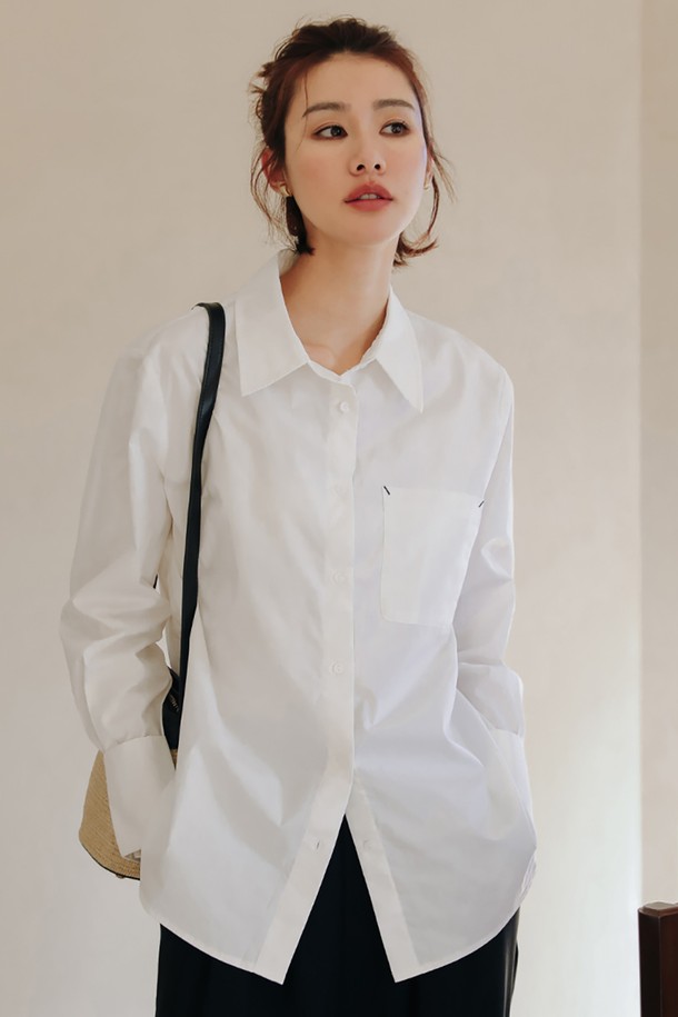 LANGSON - 셔츠 - LS_Front pocket white shirt