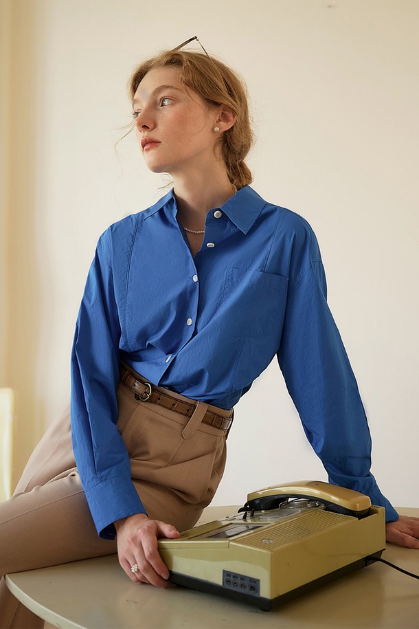 Simple Retro - 셔츠 - SR_Classic cotton shirt_BLUE