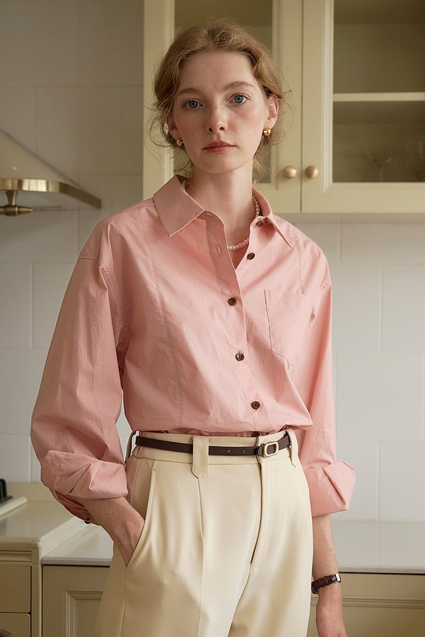 Simple Retro - 셔츠 - SR_Classic cotton shirt_PINK