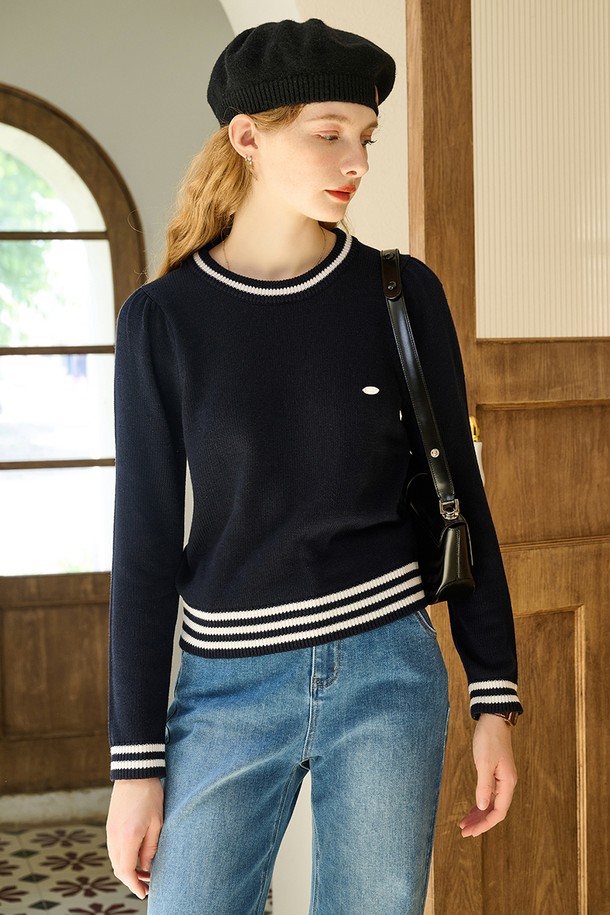 Simple Retro - 스웨터 - SR_Classic striped contrast sweater