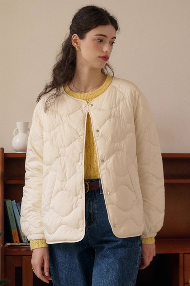 Simple Retro - 패딩 - SR_Puff Quilted Maillard Jacket_2color