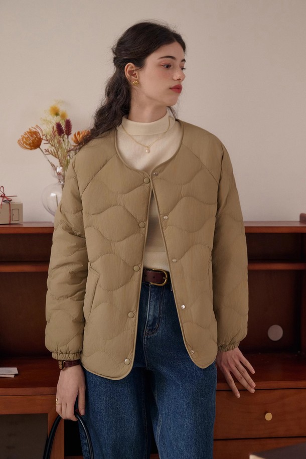 Simple Retro - 패딩 - SR_Puff Quilted Maillard Jacket_2color