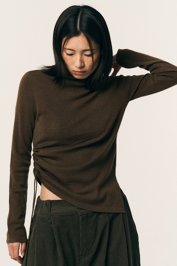 Aei&Rei - 터틀넥 - AR_Side string turtleneck knit top_2color