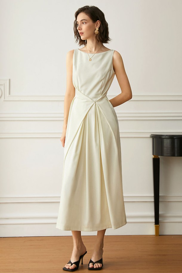 YYIAM - 원피스 - YY_Elegant pleated sleeveless dress