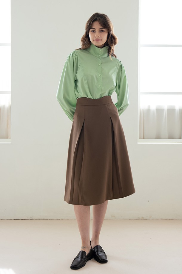 WE'DEE - 롱스커트 - WED_Irregular high-waist skirt_BROWN